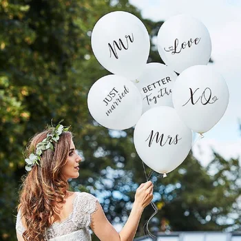 10-дюймовый Белый Love Mr Mrs Balloons, только что вышедший замуж, латексный воздушный шар, реквизит для свадебного фото, предложение для украшения свадьбы