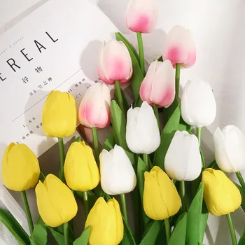 10 шт. Искусственный цветок Тюльпан, искусственный букет на ощупь, Свадебное украшение, искусственный цветок для домашнего декора сада
