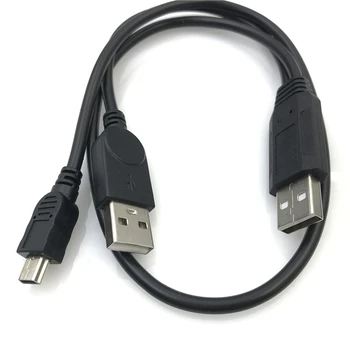 2 в 1 USB 2.0 Double A Тип 2A Штекер-мини 5-контактный штекерный Y-кабель для 2,5-дюймового мобильного жесткого диска HDD Дата-кабель Портативный