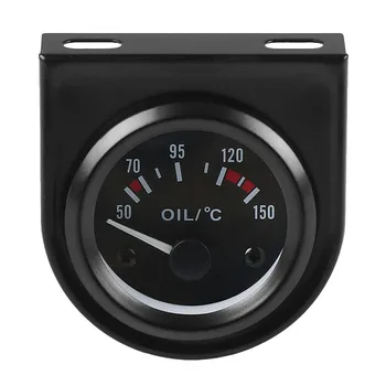 2-дюймовый 52-мм 12-вольтовый белый светодиодный указатель температуры масла в автомобиле с датчиком черного цвета