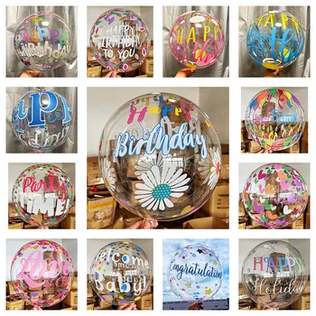 20-дюймовый Прозрачный воздушный шар Bobo из пальмовых листьев с любовной печатью, Гелиевые шары, Свадьба, День рождения, Детский душ, украшение вечеринки