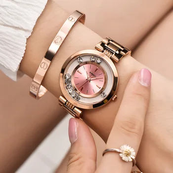2018 Новые женские часы бренда Aimasi, женская мода, роскошь, Розовое золото, шар из нержавеющей стали, кристалл, женские часы со стразами, Saat
