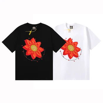 2023 Мужская футболка Cactus Jack в стиле хип-хоп, футболка с принтом цветка Лотоса, летние весенние хлопковые футболки с коротким рукавом, топ