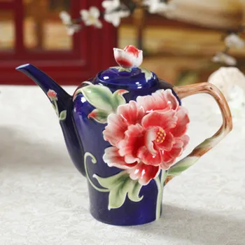 3 Цвет Творческий Керамический Чайник Цветок Пиона Фарфоровый Чайник Инструменты для Кунг-фу Чайная Посуда Кофейные Напитки Подарок Для Чайной Церемонии