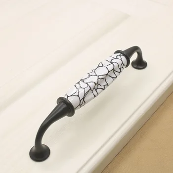 300шт Винтажные Черные Керамические дверные ручки с трещинами, ручка ящика американского шкафа, Кухонная ручка для мебельной фурнитуры для кухонного шкафа