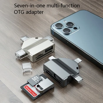 3в3 OTG Адаптер Micro Type-C к USB-кард-ридерам SD TF 9в1 Конвертер 3в1, Применимый к USB флэш-диску мобильного телефона компьютера