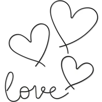 4шт Металлическое настенное искусство в виде сердца с надписью Love Декор стены в виде черного металлического сердца Декоративное настенное искусство в стиле Love Heart в деревенском стиле Love Heart