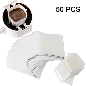 50 шт. / упак. Одноразовые Кофейные фильтровальные пакеты, Подвесные Кофейные чашки в стиле ушей для кофе Эспрессо, Бумажные фильтровальные пакеты, портативные
