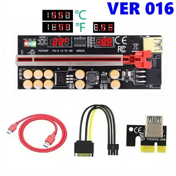 50шт VER016 PCIE Riser Card 016 V016 Riser PCI Express X16 Температура Напряжение 3 RGB LED 6P USB Майнинг Райзер Для Видеокарты