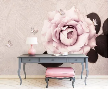 beibehang Custom modern aesthetic fashion art роза бабочка 3D обои фреска домашний декор фон настенный papel de parede