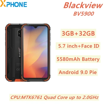 Blackview BV5900 Прочный телефон 3 ГБ 32 ГБ 5580 мАч Идентификатор лица и отпечатка пальца 5,7-дюймовый Android 9.0 Pie Сеть 4G NFC
