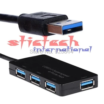 dhl или EMS, 100 шт., высокоскоростной USB 3.0-концентратор, 4 порта, разветвитель с адаптером питания для портативных ПК.