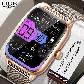 LIGE Fashion 2023 Bluetooth Call Женские Смарт-Часы Мужские Полностью Сенсорные Фитнес-Треки Водонепроницаемые Мужские Умные Часы Женские Для Android IOS