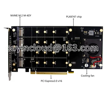 PCI-E От 16X До 4 Портов NVME M.2 SSD Карта Расширения PEX8747 Лидер Продаж