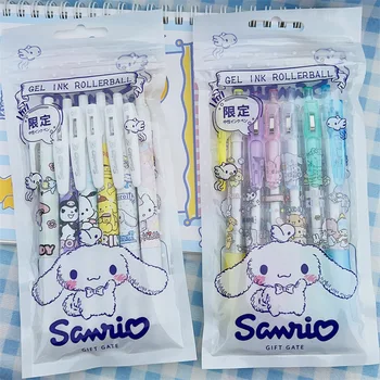 Sanrio Высококачественная Унисекс Пресс-Ручка 6 Упаковок Cute MyMelody Kuromi Cinnamoroll Girl HeartCartoon Студенческие Принадлежности Для Письма
