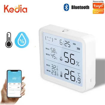 Tuya Bluetooth-совместимый датчик температуры и влажности, ЖК-дисплей, приложение 