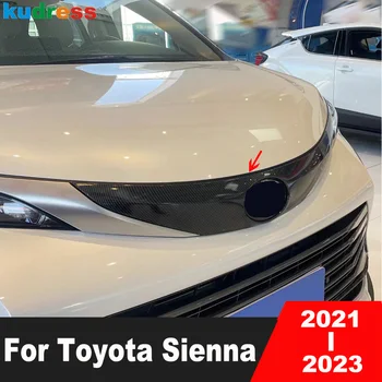 Аксессуары Для Toyota Sienna 2021 2022 2023 Carbon Fiber Передняя Верхняя Решетка Радиатора Автомобиля Отделка Крышки Гриля Переднего Капота Отделка Крышек Двигателя