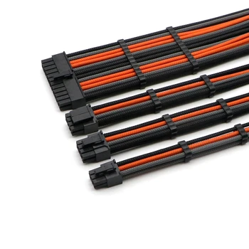 Базовый комплект удлинительных кабелей -ATX 24Pin с разноцветными рукавами, CPU / EPS 4 + 4Pin, GPU/PCI-E 6 + 2Pin, GPU/PCI-E 6Pin Удлинительный кабель питания.