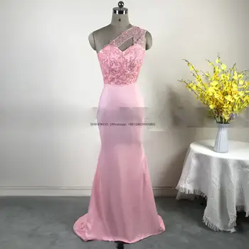 Блестящие платья подружек невесты в стиле русалки с пайетками, Розовые аппликации, прозрачное платье на одно плечо длиной с реальной фотографией, платье подружки невесты для вечеринки