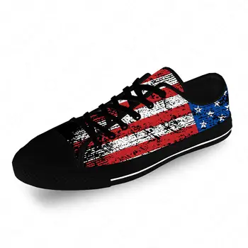 Винтажные кроссовки с низким берцем под Американский флаг США, Мужская Женская повседневная обувь для подростков, парусиновые кроссовки для бега, Дышащая Легкая обувь