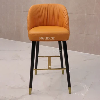 Дизайнерские барные стулья Роскошное домашнее кресло со спинкой, высокий табурет из скандинавского массива дерева, барный стул для приема гостей, Дизайнерские барные стулья для кухни