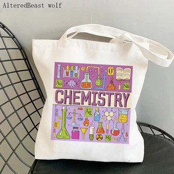 Женская сумка для покупок Наука химия рисованная векторная сумка Harajuku Холст сумка для покупок сумка для учителя женская сумка на плечо Женская сумка