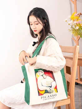 Женская холщовая сумка через плечо, картины Пикассо, сумки для ежедневных покупок, студенческие книги, сумки из плотной хлопчатобумажной ткани, тоут для девочек