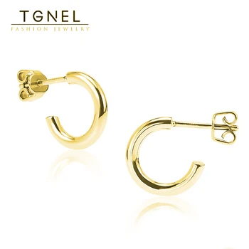 Женские серьги-кольца из чистого титана с позолотой 14 карат, без никеля, с открытым C-образным обручем, легкие, гипоаллергенные для чувствительных ушей.