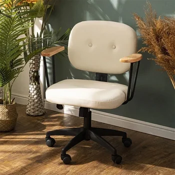 Компьютерное Кресло Кресло для домашнего офиса с поворотом на 360 ° Кресло для учебы Удобное Простое Сиденье Со спинкой Рабочее кресло для спальни в общежитии