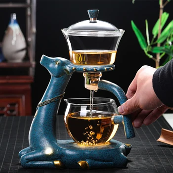 Креативный набор чайников из боросиликатного стекла Автоматический Чайный сервиз Бытовой Магнитный Всасывающий Кунг-фу Для приготовления чая Артефакт Оленья Основа