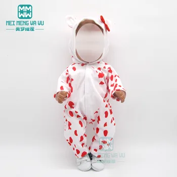 Кукольная одежда для новорожденной куклы 43 см, Мультяшная одежда для ползания с капюшоном, платье для девочек, подарок для детей
