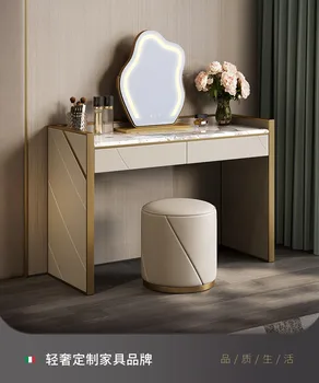 Легкий роскошный столик для макияжа, спальня, простой мраморный, модный, современный и высококлассный дизайнерский туалетный столик