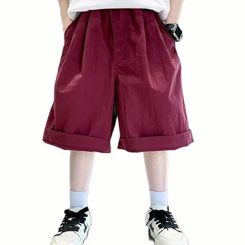 Летние брюки для мальчика, однотонные короткие детские штаны в повседневном стиле для мальчиков, одежда для мальчиков-подростков 6 8 10 12 14
