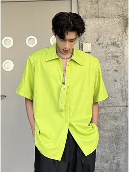 Летняя новинка 2023 года, корейская мужская рубашка, свободный топ с короткими рукавами, универсальная бутиковая одежда в простом стиле