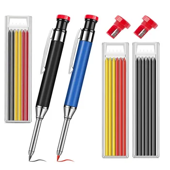 Металлический плотницкий набор карандашей для глубоких отверстий С сменными грифелями, Инструмент для разметки глубоких отверстий, механические карандаши для деревообработки