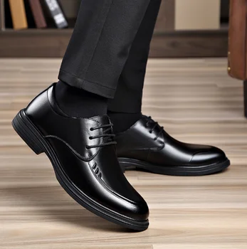 Модельные кожаные туфли 2023, мужские деловые кожаные туфли на шнуровке, кожаные повседневные туфли
