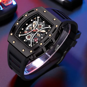 Модные кварцевые часы 2022 года в штучной упаковке Мужские часы роскошного делового дизайна Кварцевые спортивные силиконовые водонепроницаемые часы