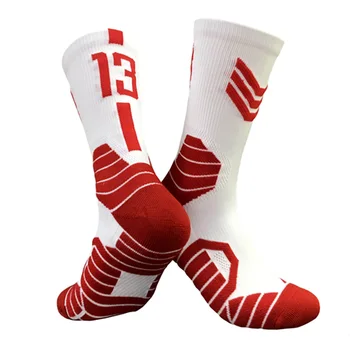 Молодежные элитные баскетбольные носки, нескользящие спортивные носки профессионального баскетболиста с суперзвездным номером, носки с полотенцем, чулки