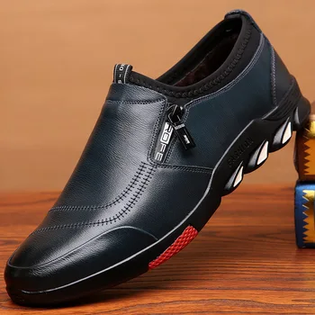 Мужская обувь из натуральной кожи, дышащая повседневная Черно-коричневая противоскользящая резиновая высококачественная удобная мягкая мужская обувь для вождения
