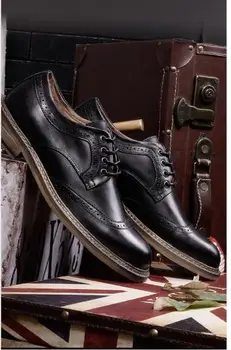 Мужская обувь черная натуральная кожа роскошные официальные деловые модельные туфли Оксфорды обувь из броковой резной кожи для мужчин