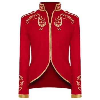 Мужская средневековая винтажная куртка, однотонное пальто с вышивкой, косплей-костюм принца-короля, воротник-стойка, викторианский жакет, топы