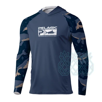 Мужские рубашки PELAGIC с длинным рукавом для рыбалки, защищающие от ультрафиолета, Upf 50 +, Одежда для рыбалки, Быстросохнущие топы с капюшоном для рыбалки, Camisa Pesca