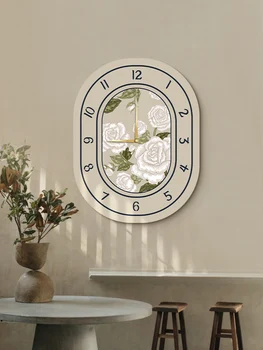 Настенные часы с американским цветком, Настенные часы нового стиля, мода для гостиной, Креативный орнамент, Бесшумные Современные Часы для прихожей