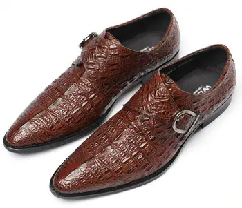 Новые корейские модельные туфли с пряжкой ручной работы из натуральной кожи, официальные свадебные туфли с острым носком, модная мужская деловая обувь