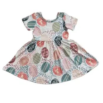 Оптовая продажа, Пасхальное весеннее детское платье Geggs с короткими рукавами, детская одежда для малышей