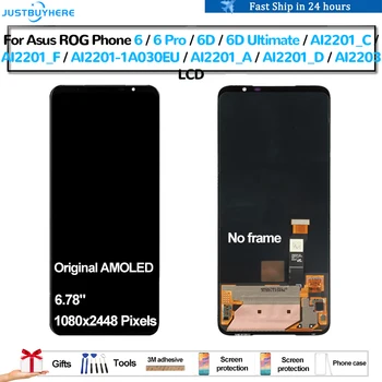 Оригинальный AMOLED Для Asus ROG Phone 6 6 Pro 6D 6D Ultimate AI2201_C Pantalla ЖК-дисплей С Сенсорной панелью и Цифровым Преобразователем Экрана В Сборе