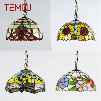 Подвесной светильник TEMOU Tiffany, светодиодная лампа, современные креативные приспособления для украшения домашней столовой