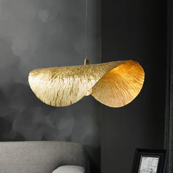 Подвесной светильник из скандинавской меди в виде листьев Лотоса, Светодиодная Люстра для гостиной, столовой, кухни, ресторана на острове, лампа в стиле деко