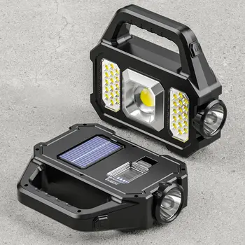 Портативный Мощный фонарь Светодиодная Солнечная лампа COB Work Light Аварийный прожектор USB Перезаряжаемый ручной фонарь для походов на открытом воздухе кемпинга