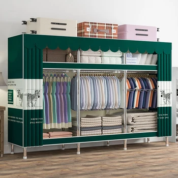 Простые шкафы Прочный Прочный Собранный шкаф для хранения одежды для домашней спальни Полностью стальной каркас Смелые Толстые шкафы для спальни
